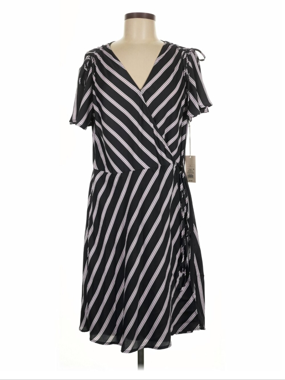 Large Striped Wrap Dress NEW